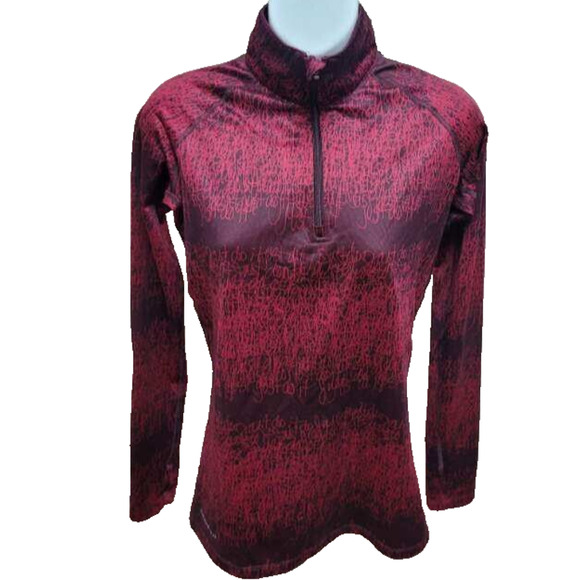 Nike Womens 1/2 Zip Shirt Size Small Therma Fit Long Sleeve Red Running Pullover - Picture 1 of 10